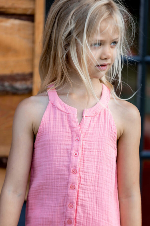 Quapi Girls jurk Mala met textuur roze - Afbeelding 3