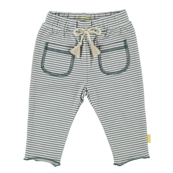 BESS baby gestreepte broek met katoen groen