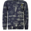 Noppies sweater Ridgeland met all over print donkerblauw